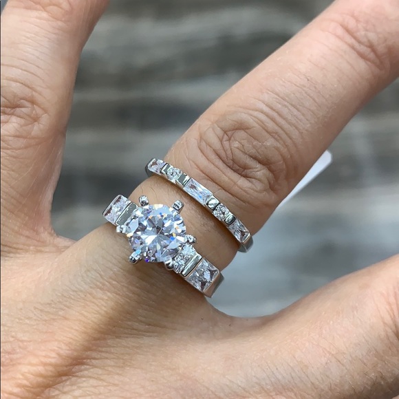 1.5ct Round Engagement Ring Wedding Band 2 pc set - Picture 6 of 8